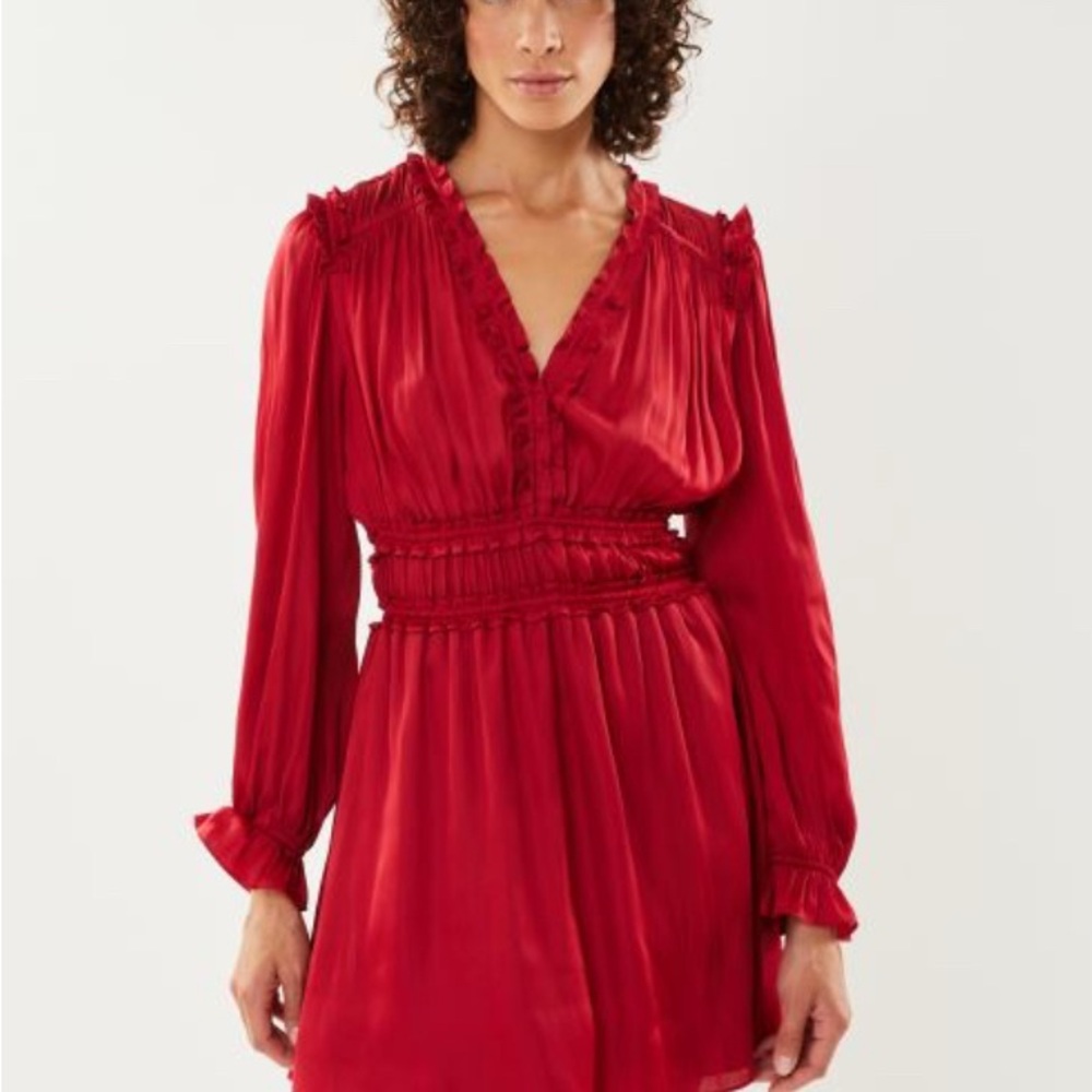 THE KOOPLES
Ruffled Long Sleeve Dress
In Light Burgandy